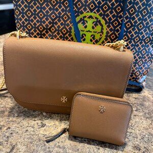 Tory Burch Emerson E/W Flap Adjustable Shoulder Bag & Emerson Medium Wallet